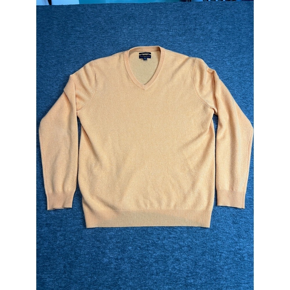 Charter Club Mens/Women's 100% Cashmere Size Medium V-Neck Sweater Orange